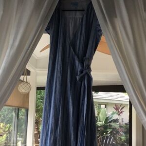 Draper James Blue Sleeveless Wrap Maxi Dress